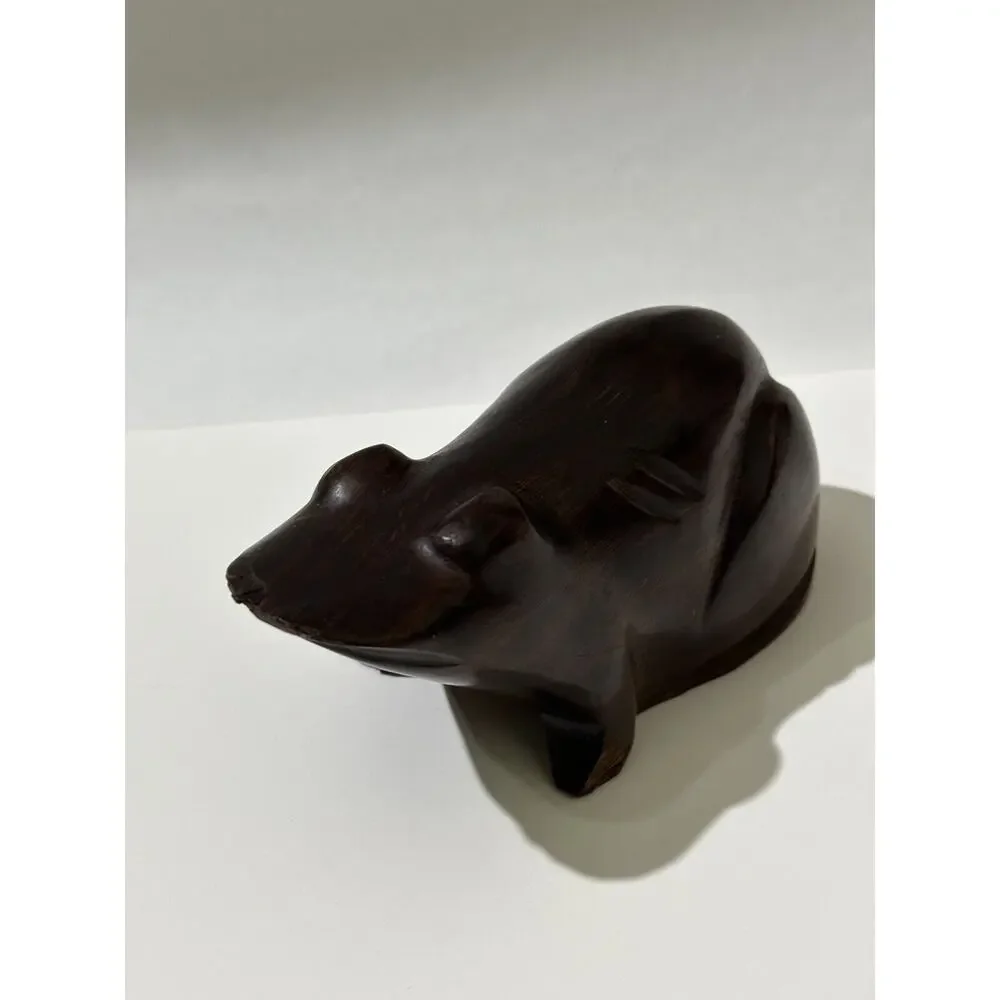 Vintage Hand Carved Decor Wood Ironwood Heavy Frog‎ Decoy Figurine Paper weight